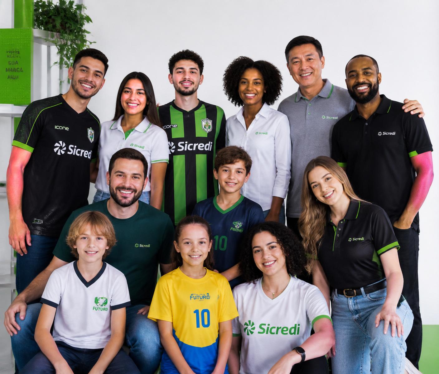 Equipe usando uniformes personalizados Oxe Uniformes